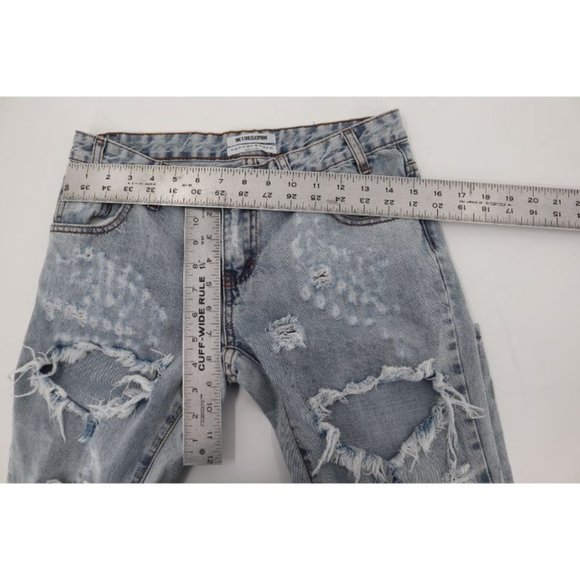 One Teaspoon Women's Size 26 Distressed Ripped Skinny‎ Leg Jeans Ankle Zip blue - Picture 7 of 12